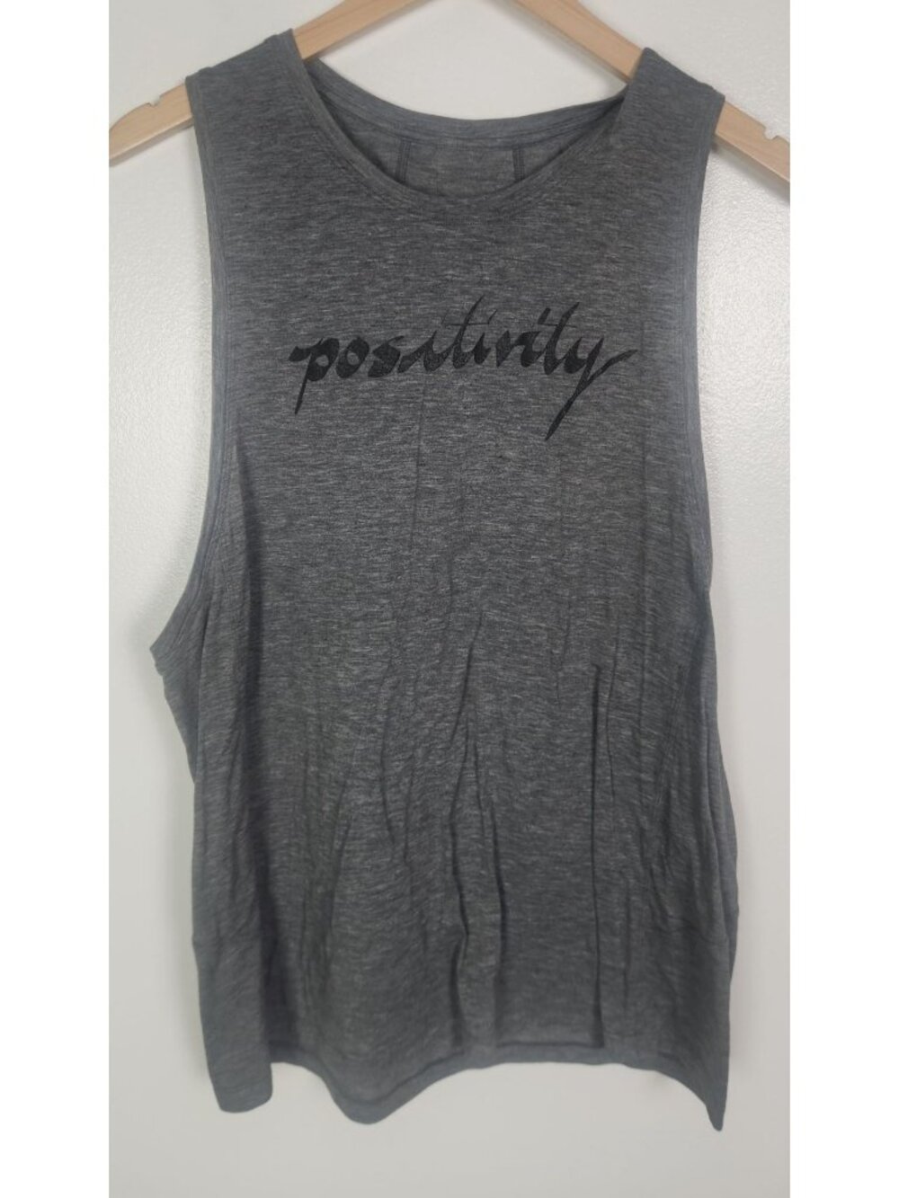 Lululemon Women's Sz. 12 Grey Positivity Sleevless Workout Tank Top